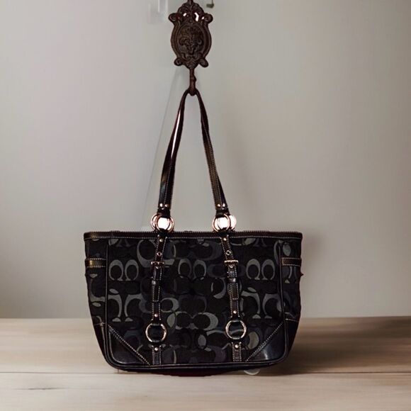 Coach Gallery Optic Signature Tote Bag Black & silver C print F0849-F13053 - Picture 2 of 7